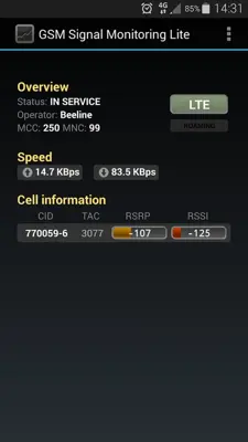 GSM Signal Monitoring Lite android App screenshot 1